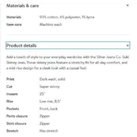 Silver Suki Skinny Jean Size 4 - Picture 3 of 3